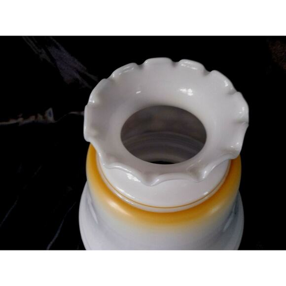 Hand Painted Vintage Milk Glass Hurricane Lamp Shade - Picture 5 of 9